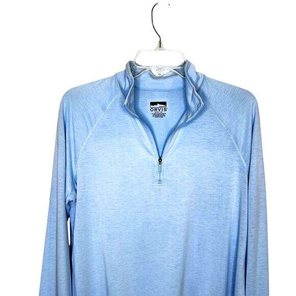 ORVIS Powder Blue 1/4 Zip Pullover Athletic Shirt Lightweight - Picture 2 of 6